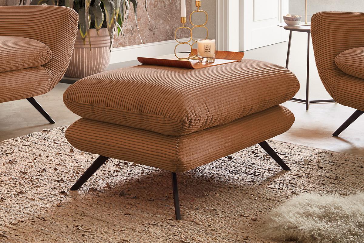 SITZGRUPPE CHARME Braun Cord - Schwarz/Braun, Textil/Metall (200/94/95cm) - KAWOLA