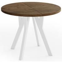 ESSTISCH Vero rund ausziehbar verlängerbar, Eiche Braun Rustikal 80-130/80/77 cm - Alteiche/Weiß, Holz/Holzwerkstoff (80/130/76.5cm) - WFL GROUP