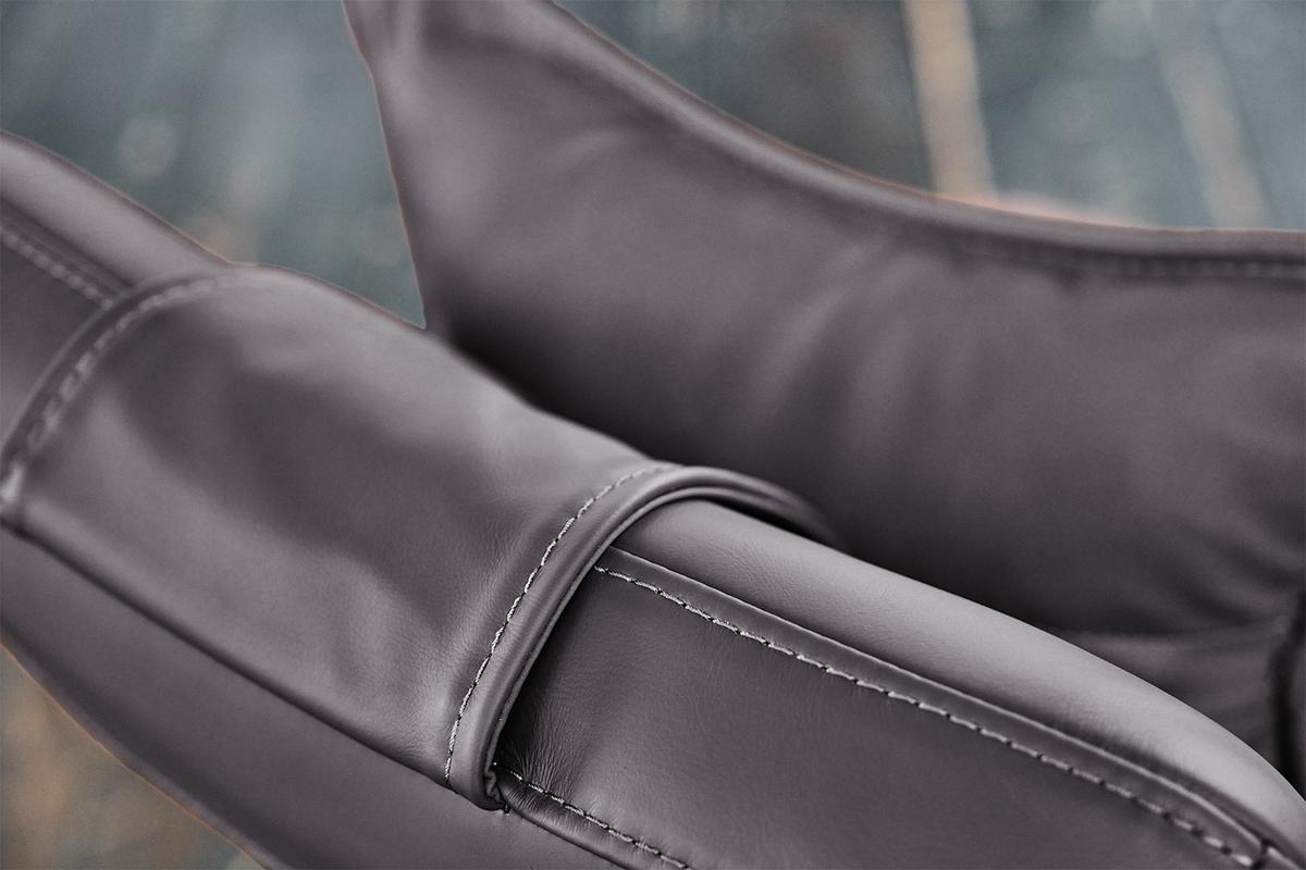 RELAXLIEGE CAVAL Grau Leder - Dunkelgrau/Silberfarben, Leder/Metall (79/95/157cm) - KAWOLA