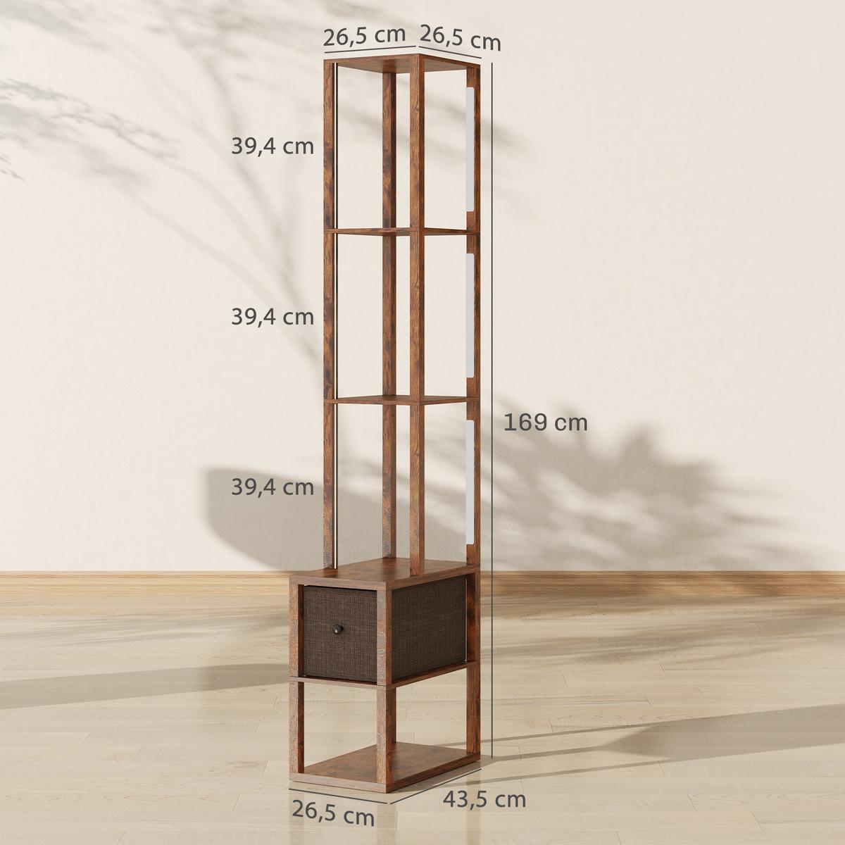 STEHLAMPE MDF Rustikal-Braun - Braun, Holzwerkstoff (43.5/26.5/169cm) - HOMCOM