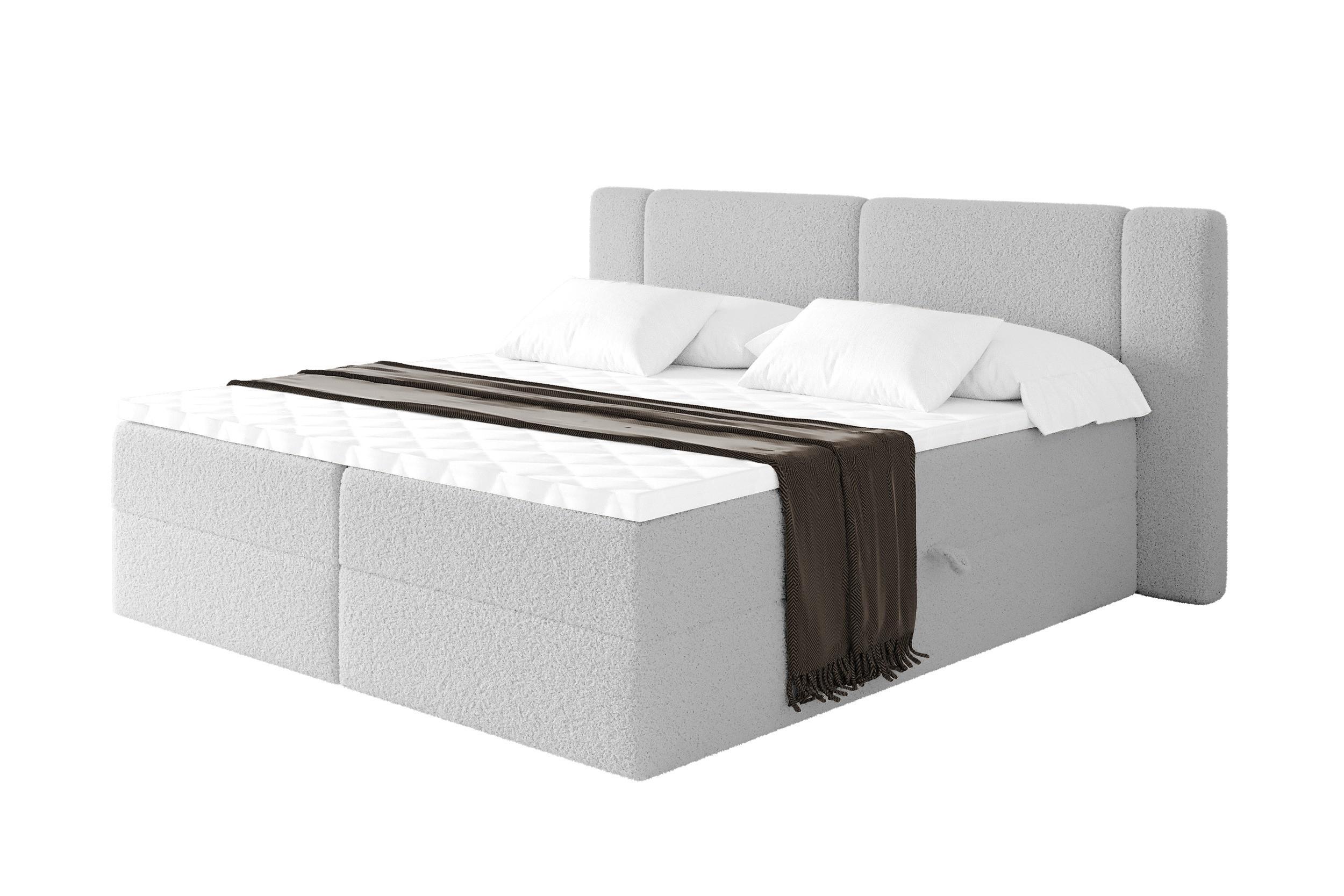 BOXBETT mit Matratze H4 - EVON - 180x200 cm Hellgrau - Hellgrau, Holzwerkstoff (180/200cm) - ALTDECOR