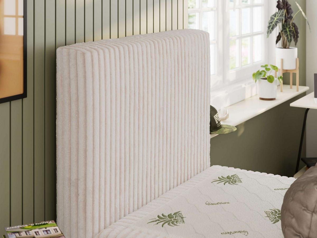 JUGENDBETT TILIO 90/200 - Beige Cord - H3 - Links Seite - Beige, Textil (90/200cm) - MKS