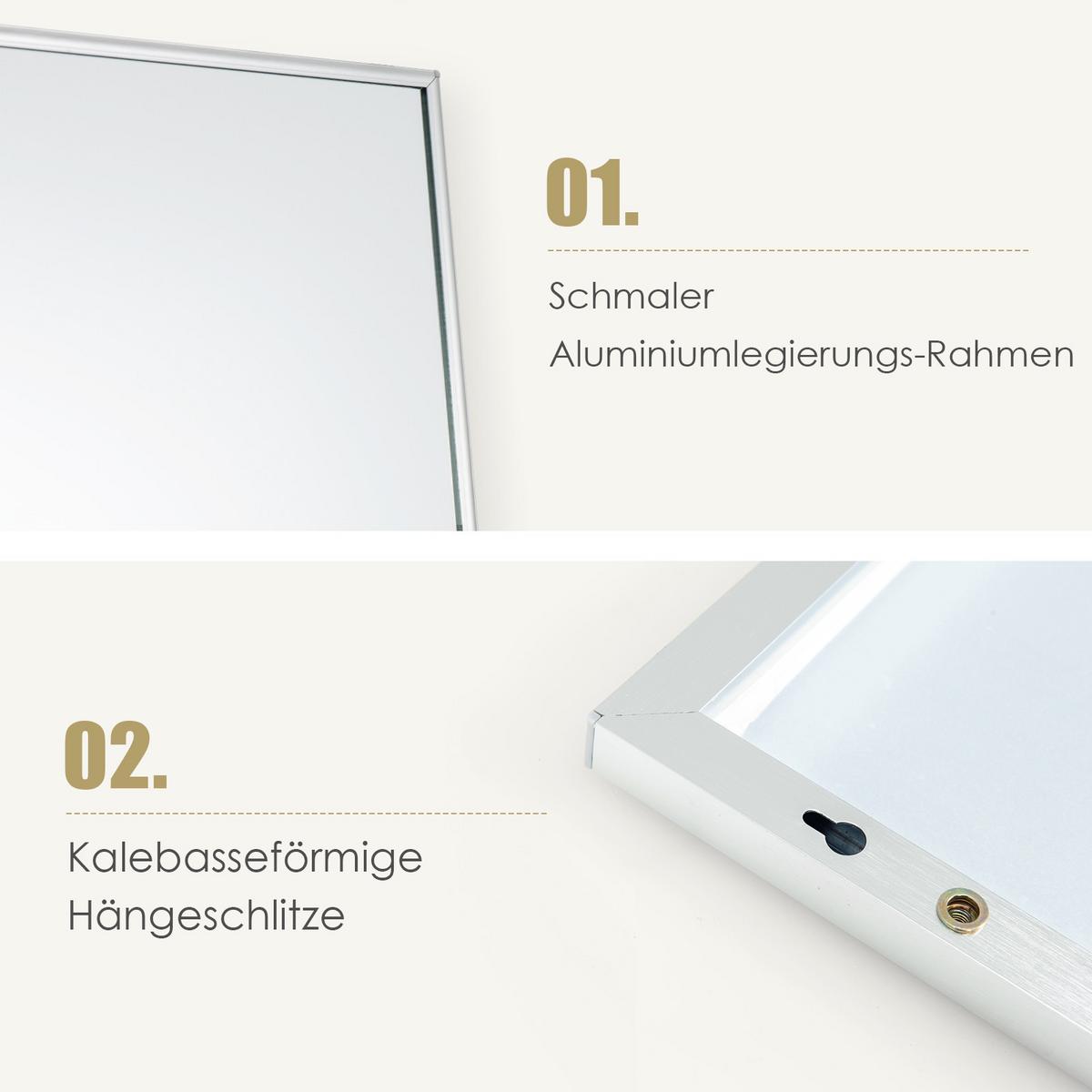 GANZKÖRPERSPIEGEL Silber - Silberfarben, Glas (37/120/2cm) - COSTWAY