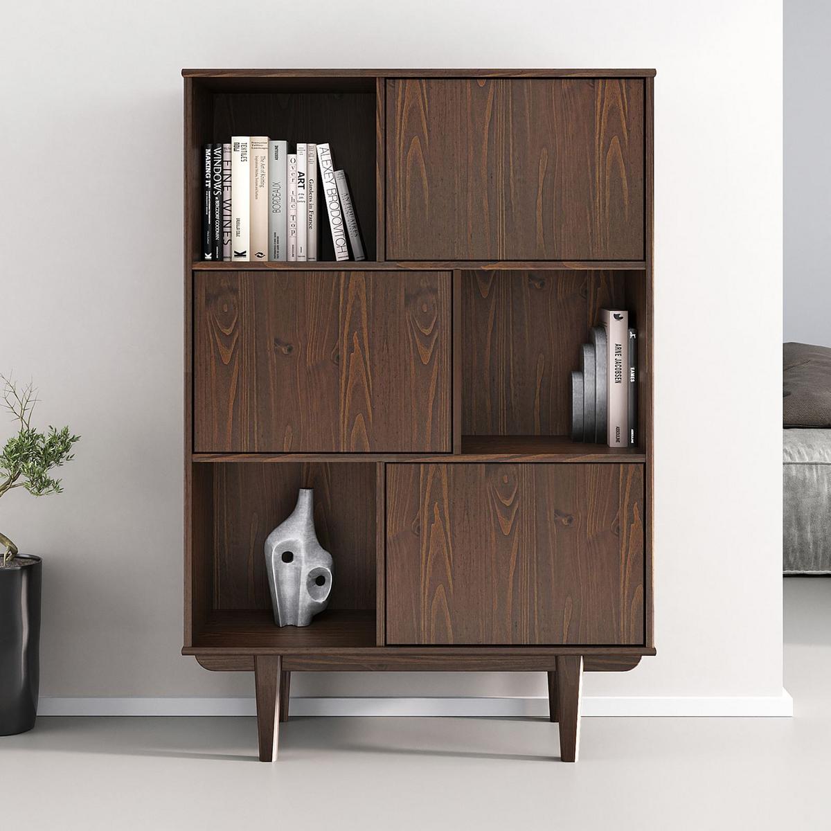 HIGHBOARD SIMONA nussbaum - Nussbaumfarben, Holz (95/139/37cm) - IDIMEX