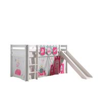 HOCHBETT mit Rutsche Karolina Massivholz Weiß Textilset Princess 3 - Magenta/Weiß, Holz (90/200cm) - 58aufmkessel