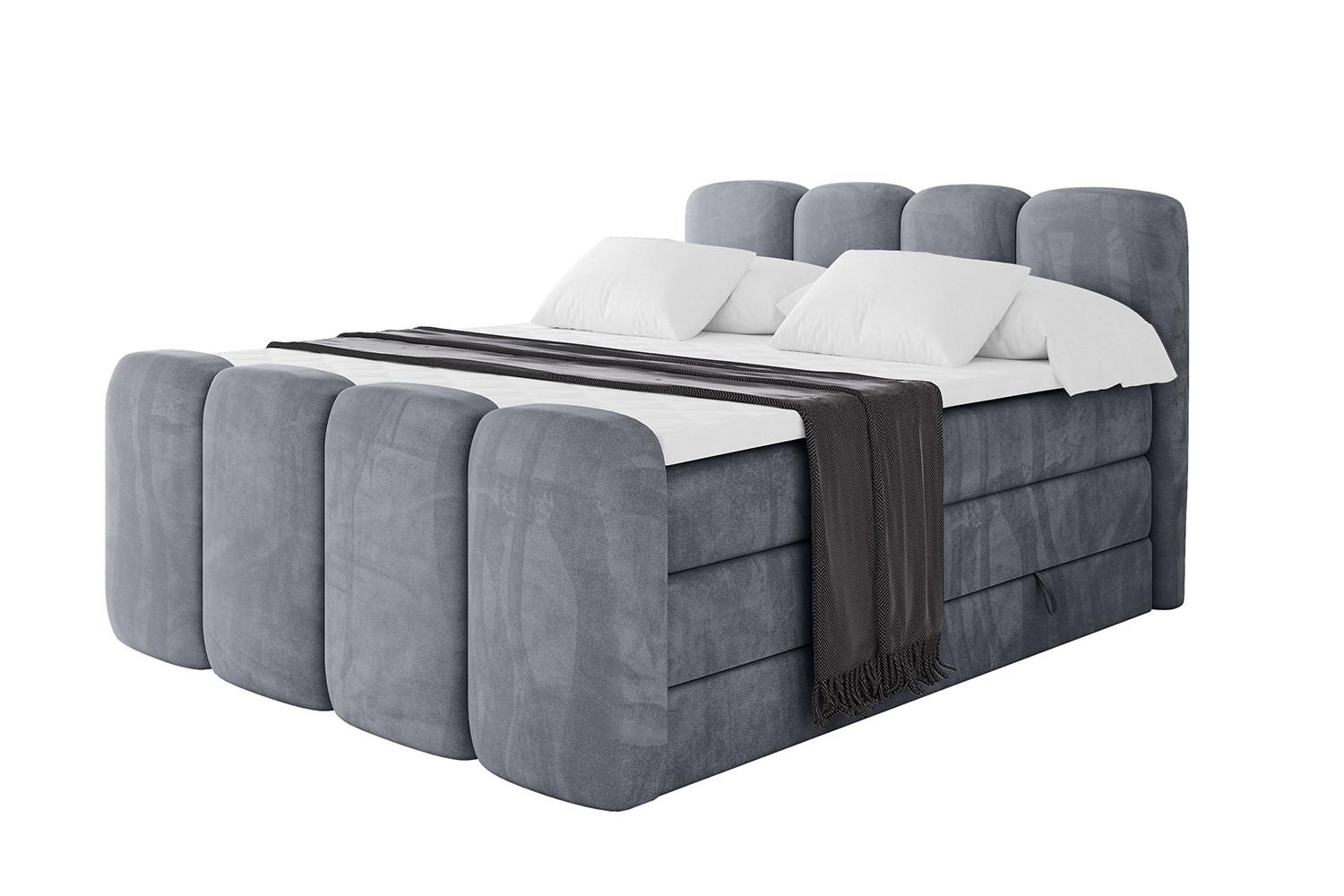 BOXBETT mit Matratze H3|H4 und Lattenrost - NINA-Z KING - 180x200 cm Casablanca - Grau - Anthrazit, Holzwerkstoff (180/200cm)