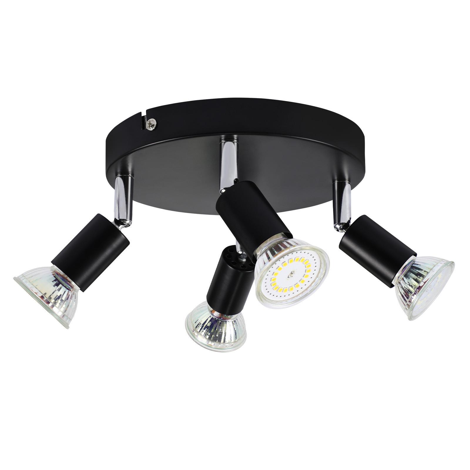 DECKENSTRAHLER Birtha 4-flammig 18/18/11 cm - Schwarz, Metall (18/18/11cm) - Nettlife