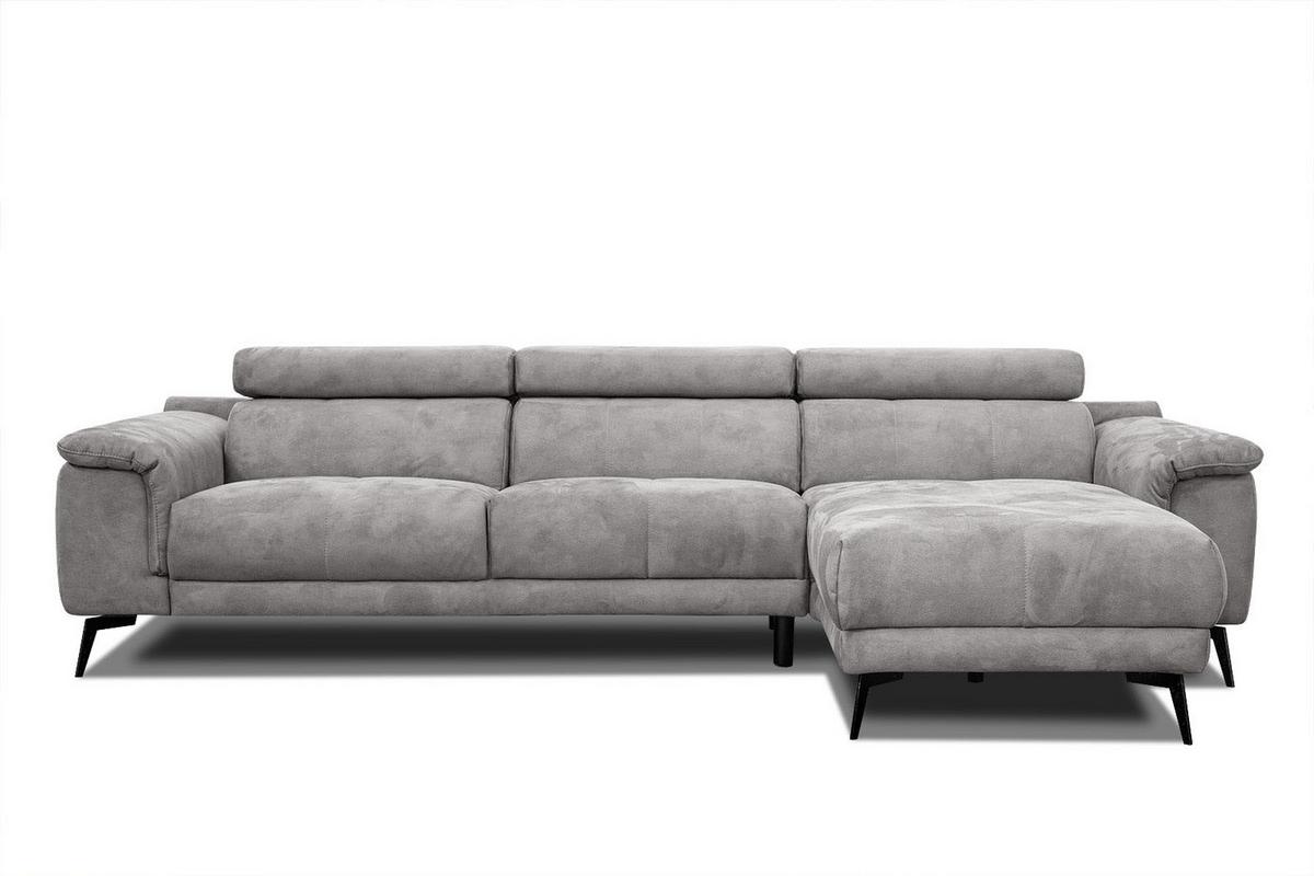 ECKSOFA FIERO 4-Sitzer, hellgrau - Hellgrau/Schwarz, Holzwerkstoff/Textil (288/170cm) - Wozimo