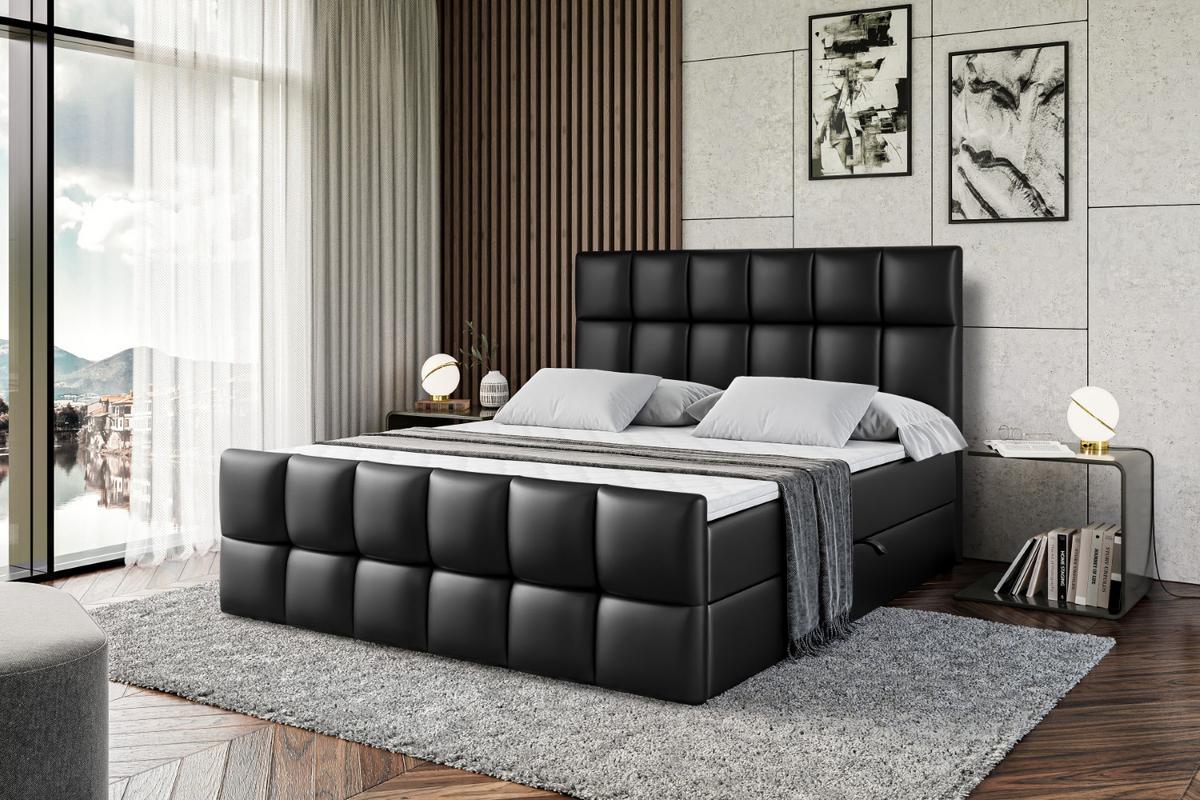 BOXBETT RICAR-Z - 180 x 200 - H3 - Schwarz Hochglanz - Schwarz Hochglanz, Holzwerkstoff (180/200cm) - ALTDECOR
