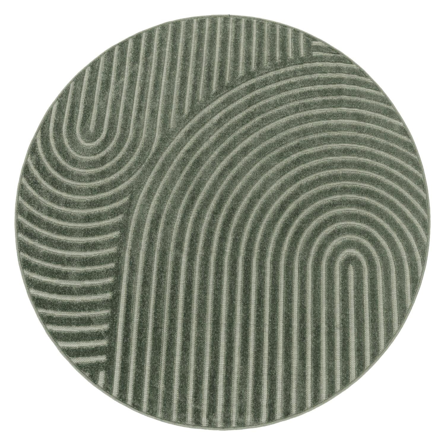 KURZFLORTEPPICH, mit Struktur, aus Polypropylen, Florhöhe 6 mm, Grün, Ø 120 cm - Grün, Textil (120/120cm) - KADIMA DESIGN