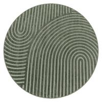 KURZFLORTEPPICH, mit Struktur, aus Polypropylen, Florhöhe 6 mm, Grün, Ø 120 cm - Grün, Textil (120/120cm) - KADIMA DESIGN