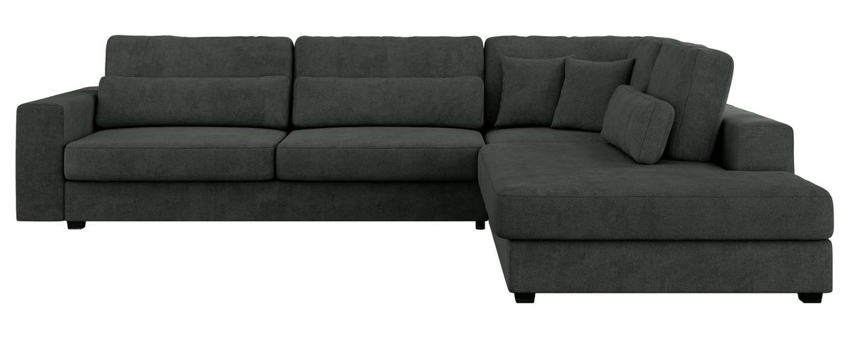 ECKSOFA Savona Dunkelgrau Strukture - rechts - Dunkelgrau/Schwarz, Kunststoff/Textil (249/316cm) - MKS