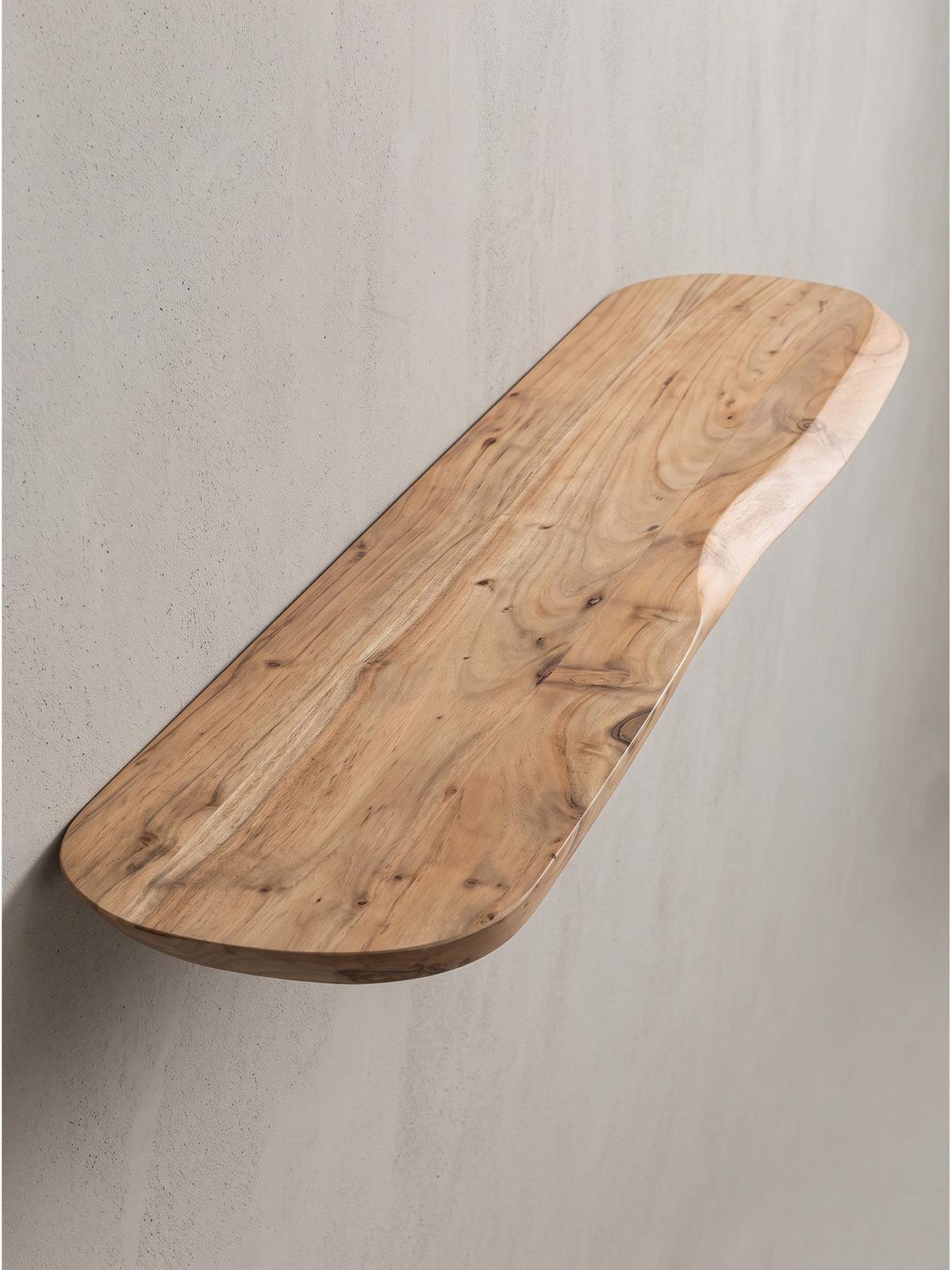 WANDREGAL ARANDA, Akazie Massivholz, handgefertigt, 100 x 20 x 3 cm - Akaziefarben, Holz (100/3/20cm) - KADIMA DESIGN