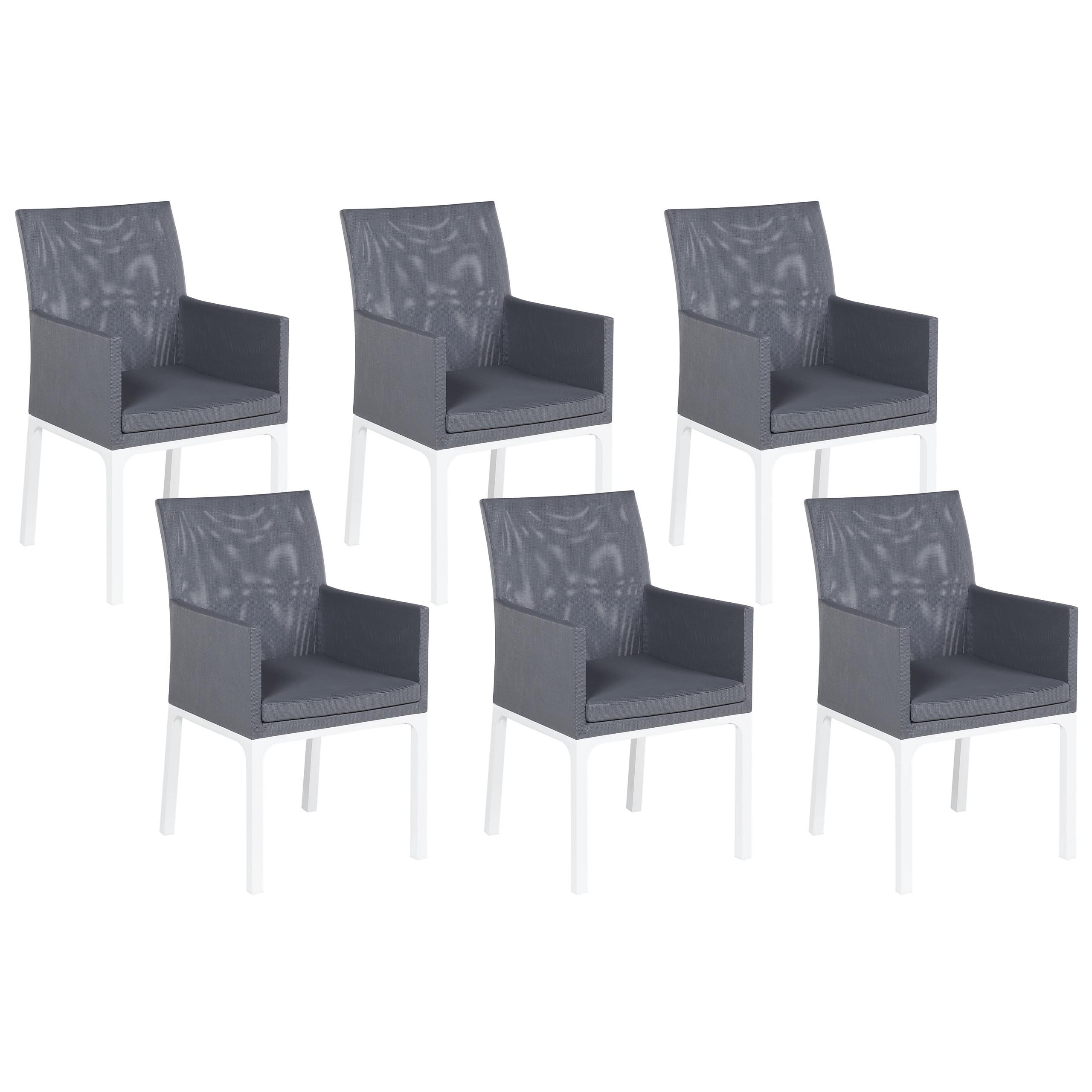 GARTENSTUHL 6er-Set Aluminium grau Bacoli - Grau, Textil (52/91/62cm) - Beliani