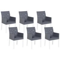 GARTENSTUHL 6er-Set Aluminium grau Bacoli - Grau, Textil (52/91/62cm) - Beliani
