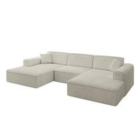WOHNLANDSCHAFT IREA-U1-v3 - 301x165x77 cm Creme - Ecru/Creme, Holzwerkstoff/Textil (301/77/165cm) - ALTDECOR