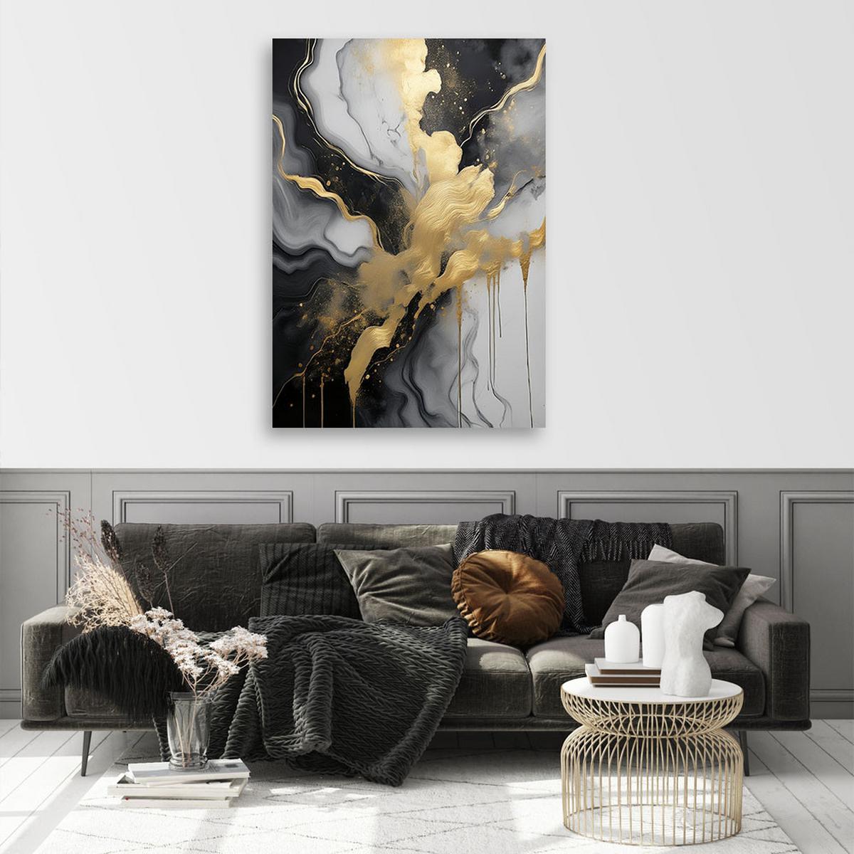 WANDBILD abstrakter glamour aus marmor - Goldfarben, Textil (40/60cm) - Feeby