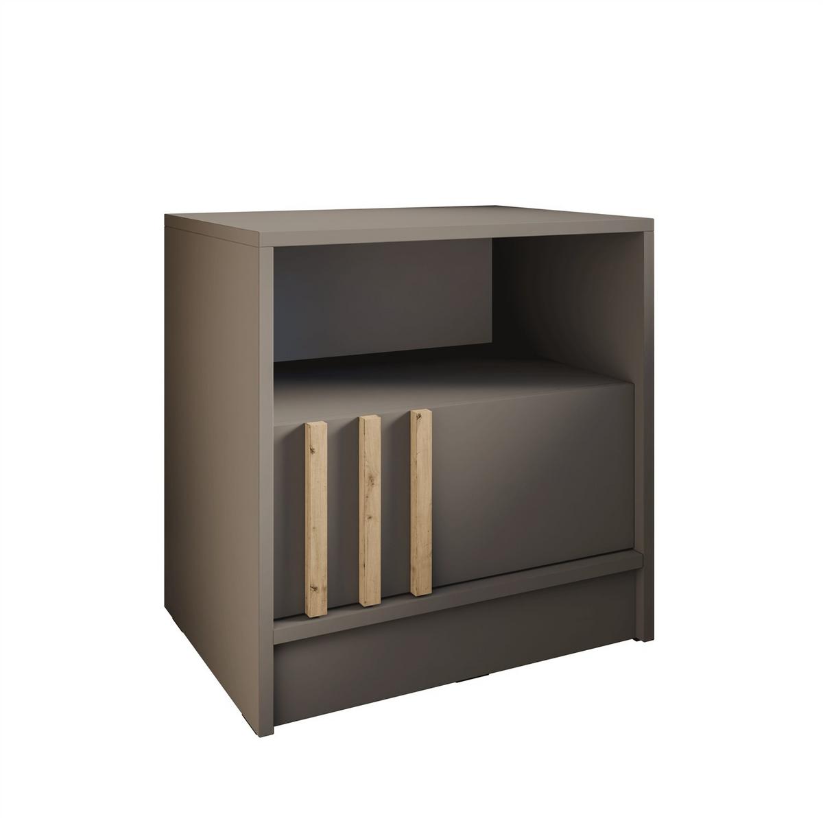 NACHTTISCH NELA mit Lamellen Grau/Artisan - Grau, Holzwerkstoff (51/52/38cm) - Lookway