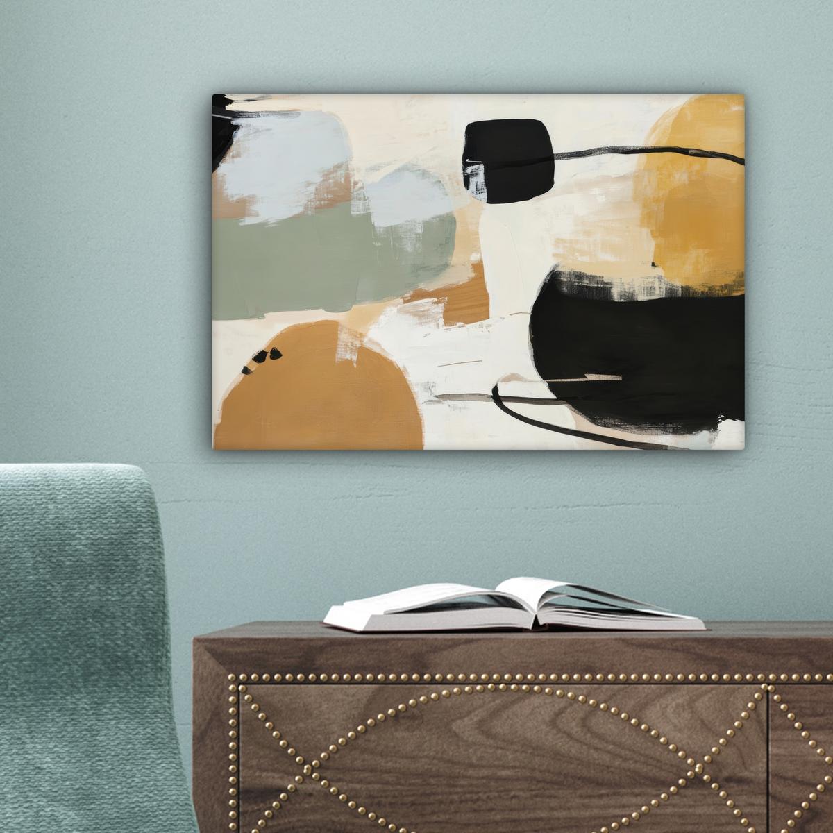 LEINWANDBILD Farbe - Abstrakt - Farben Deko Schlafzimmer 30x20 cm - Currygelb, Textil (30/20cm) - MuchoWow