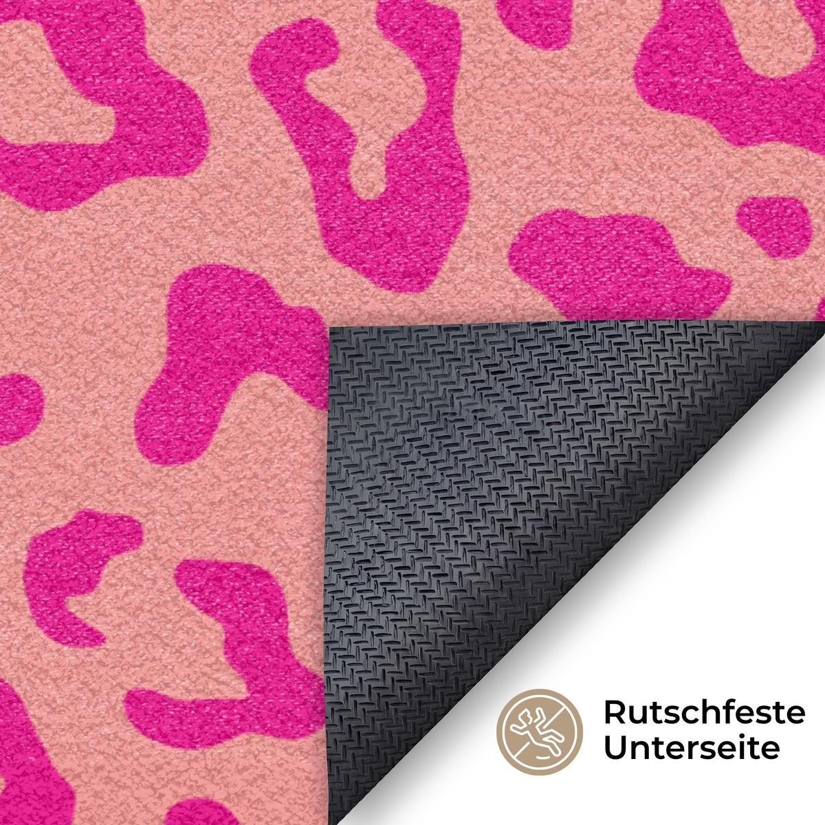FUSSMATTE Pantherdruck - Rosa - Tierdruck - Minimalistisch Sauberlaufmatte 120x80 cm - Pink, Kunststoff (120/80cm) - MuchoWow