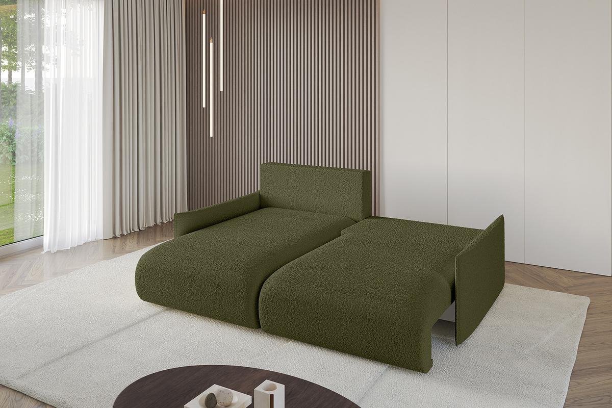 ECKSOFA Ottomane links ONESK-L -v1 216x177x72 Grün Bouclé - Olivgrün, Holzwerkstoff/Kunststoff (216/177cm) - ALTDECOR