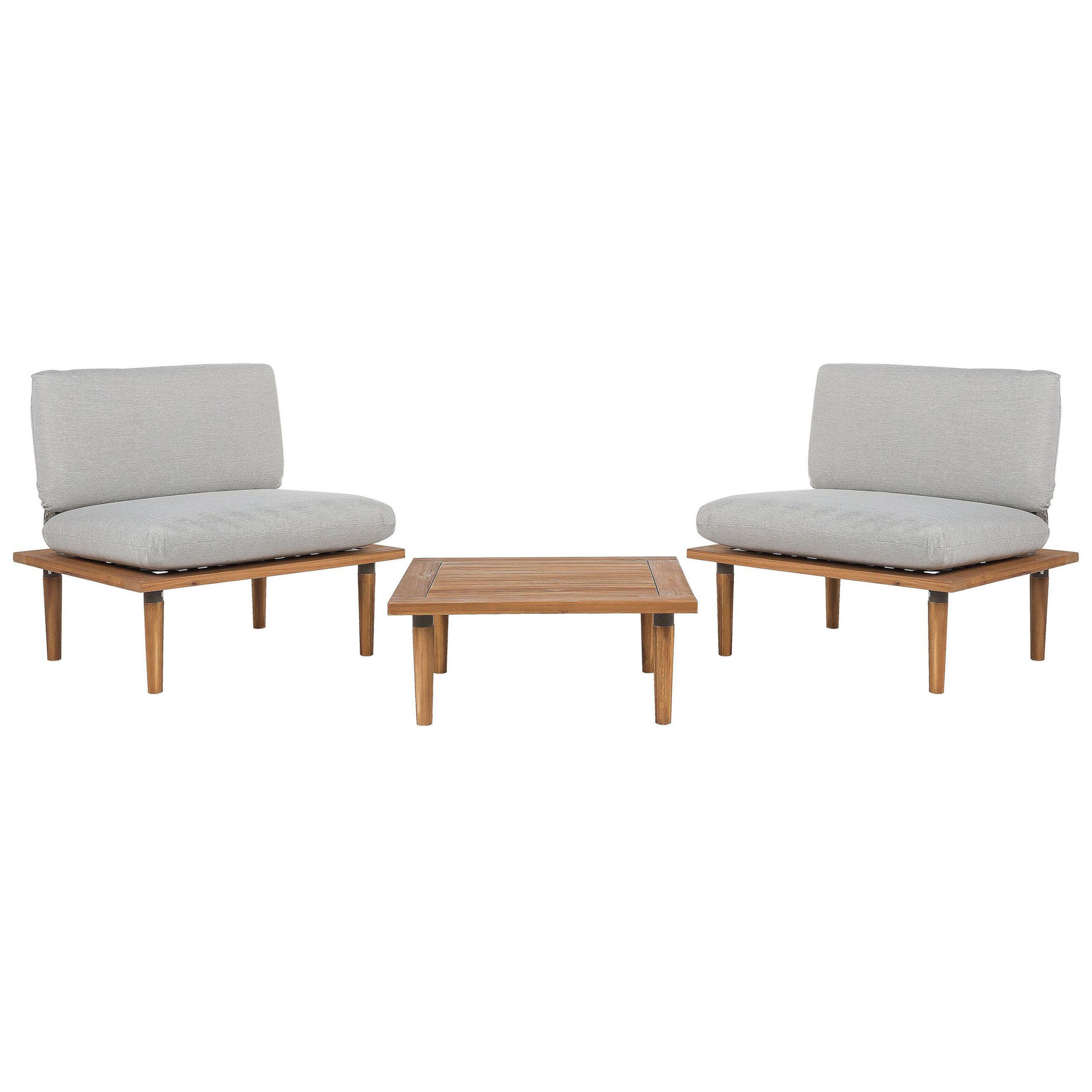 LOUNGE-SET 2-sitzer Akazienholz Hellbraun Frascati - Grau, Holz - Beliani