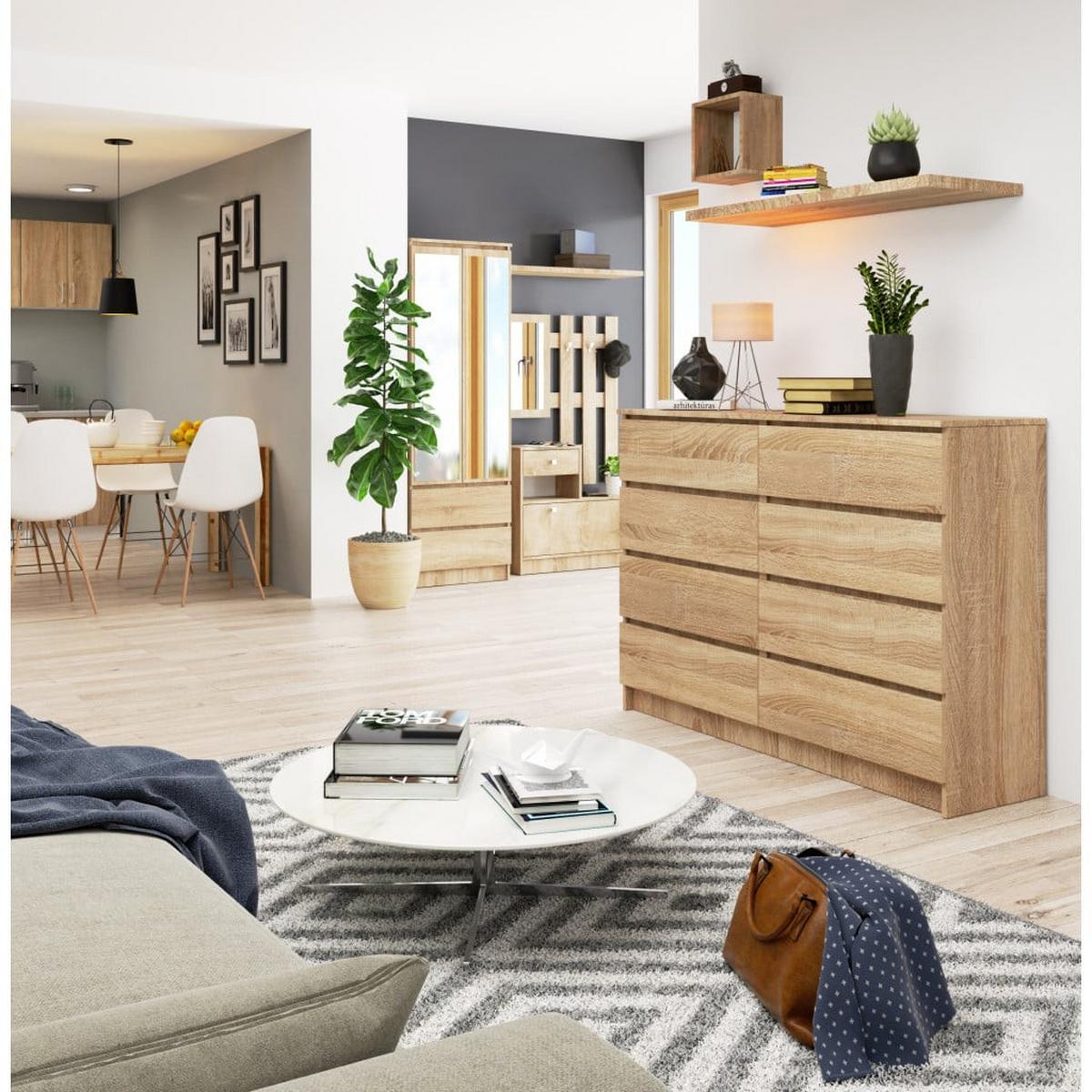 KOMMODE Eiche Sonoma 99/138/40 - Sonoma Eiche, Holzwerkstoff (138/99/40cm) - RAUMHIRSCH FURNITURE