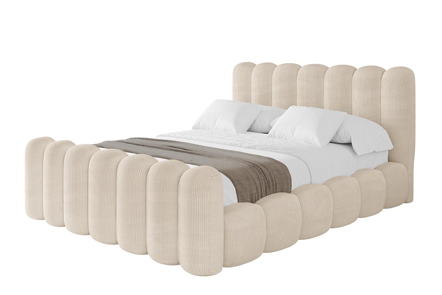 POLSTERBETT mit Bettkasten, Fußteil und Lattenrost, Bett mit Matratze H3/H4 - SENA-Z 120x200 Beige - Creme, Holzwerkstoff/Textil (120/200cm) - ALTDECOR