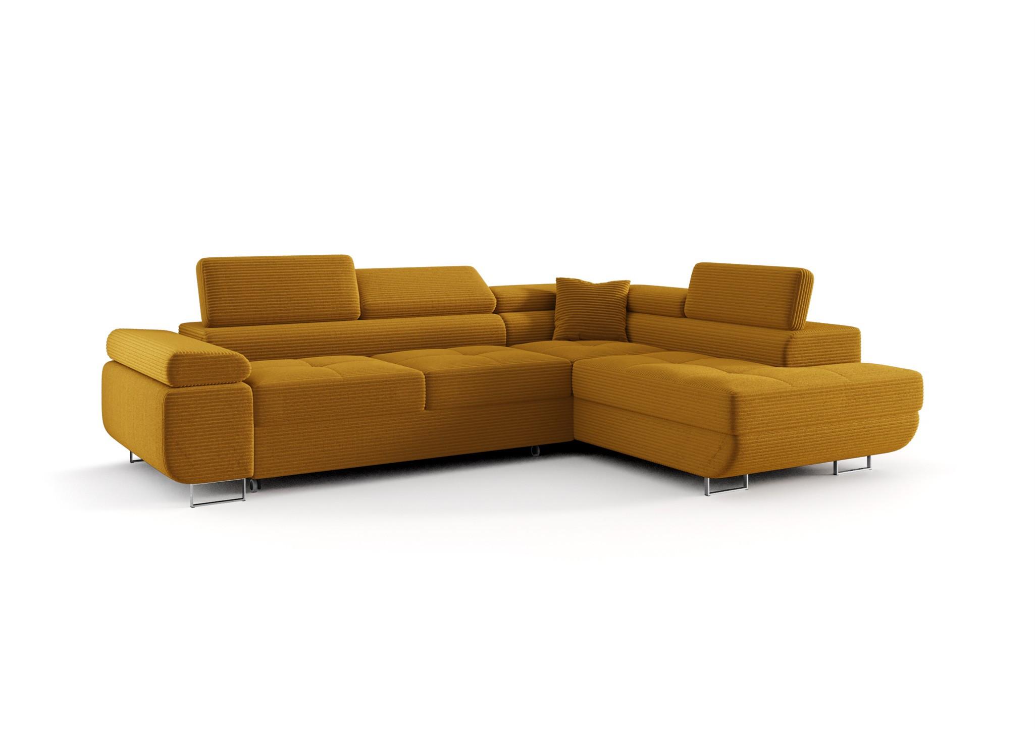 ECKSOFA Monaro Mit Schlaffunktion - Gelb, Holzwerkstoff/Textil (275/202cm) - Fun Möbel