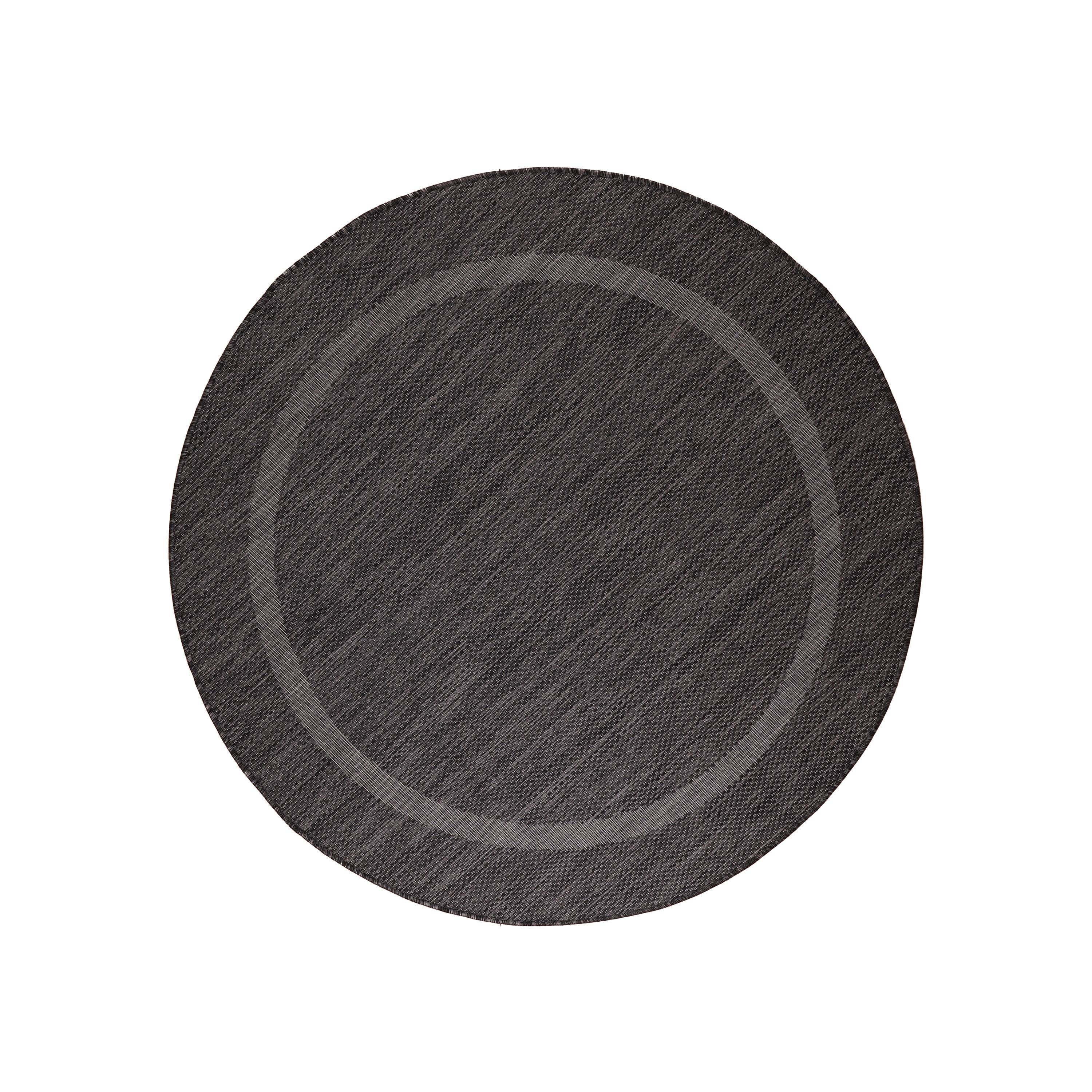 TEPPICH Outdoor ALSTER in Schwarz, einfarbig, Ø 160 cm - Grau, Textil (160/160cm) - KADIMA DESIGN