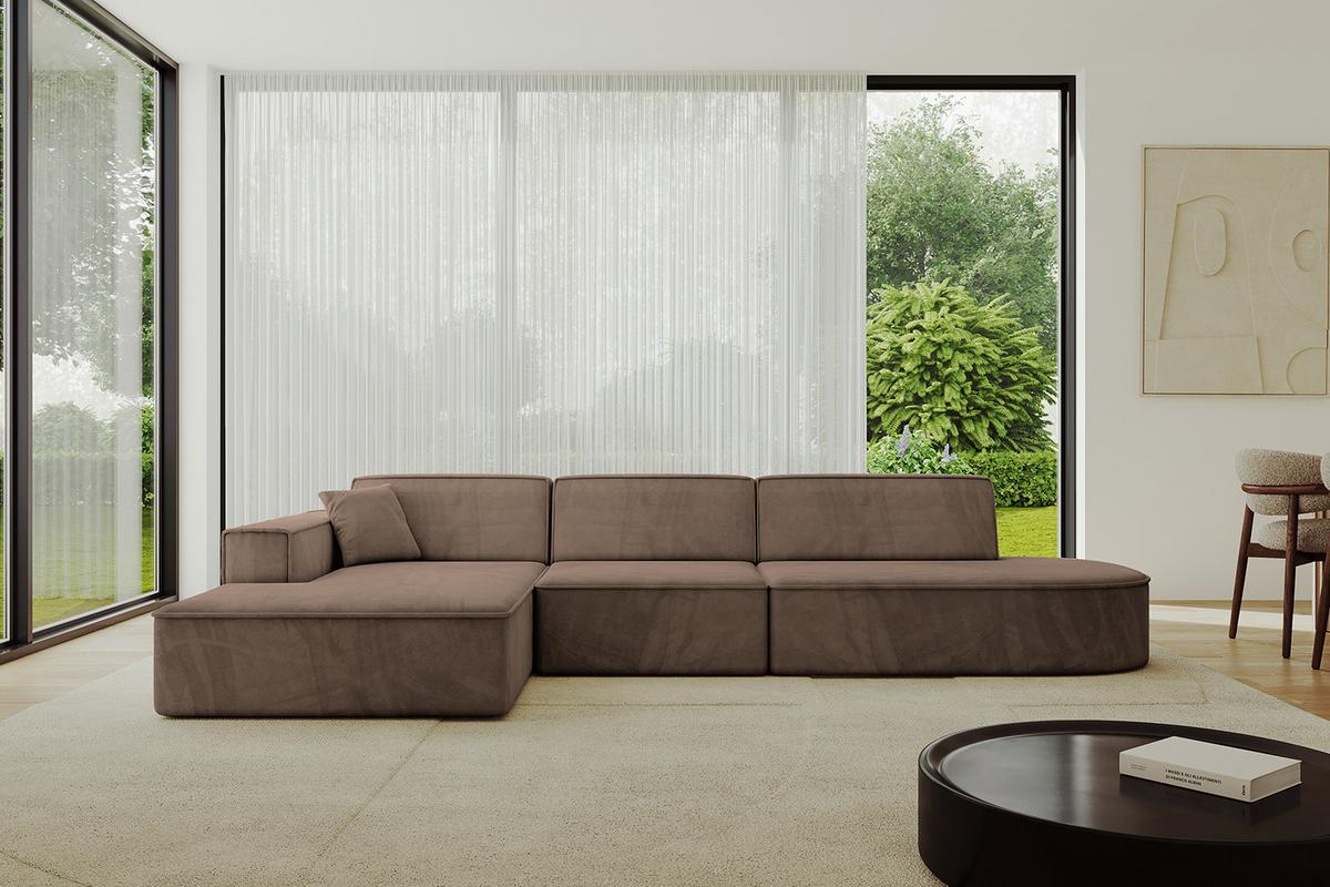 ECKSOFA Ottomane Links IREA-L2-v4 - 327x165x77 cm Braun - Braun, Holzwerkstoff/Textil (327/165cm) - ALTDECOR