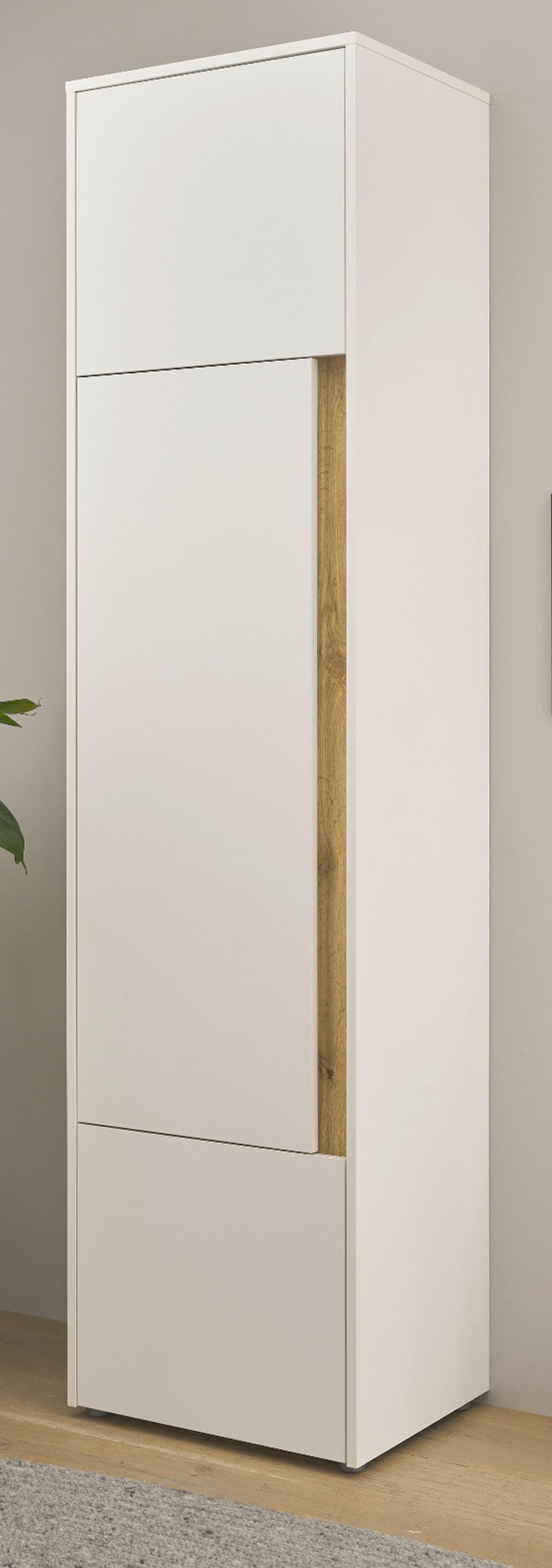 AKTENSCHRANK Weiß matt, Eiche Wotan 50 x 200 cm, Büroschrank mit viel Stauraum und 5 OH - Eichefarben/Eiche Wotan, Holzwerkstoff/Kunststoff (50/200/40cm) - Furn.Design