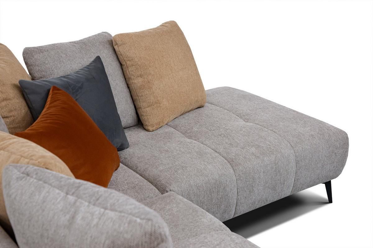 ECKSOFA EVENTO 5-Sitzer, platinfarben - Schwarz/Grau, Holzwerkstoff/Textil (266/206cm) - Wozimo