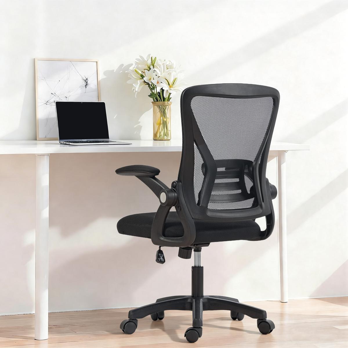 BÜROSTUHL Polyester Schwarz - Schwarz, Kunststoff/Textil (56/103/59.5cm) - HOMCOM