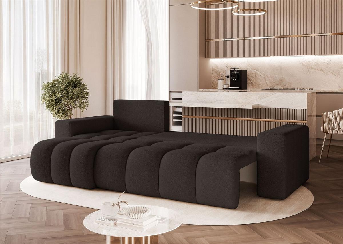 ECKSOFA Anabel Mit Schlaffunktion - Schwarz, Holzwerkstoff/Textil (248/145cm) - Fun Möbel