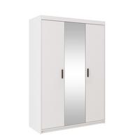 DREHTÜRENSCHRANK ELENORA 133/190,5/53cm 3-türig mit Spiegel Weiß - Weiß, Holzwerkstoff (133/190.5/53cm) - MASSENO