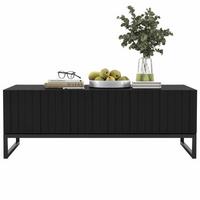COUCHTISCH Elpis Schwarz matt Glamour 110 cm - Schwarz, Holzwerkstoff/Metall (54/110/39cm) - Meble Lindner