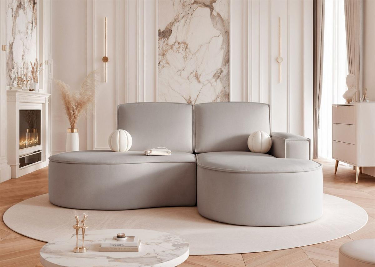 ECKSOFA Arlet In Stoff Riviera - Hellgrau, Holzwerkstoff/Textil (156/277cm) - Fun Möbel