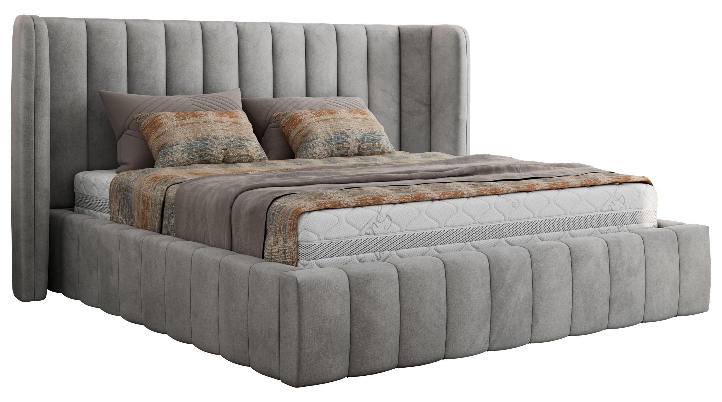POLSTERBETT GOLETTA CLASSIC 180/200 - Hellgrau Velvet - ohne Matratze - Hellgrau, Textil (180/200cm) - MKS