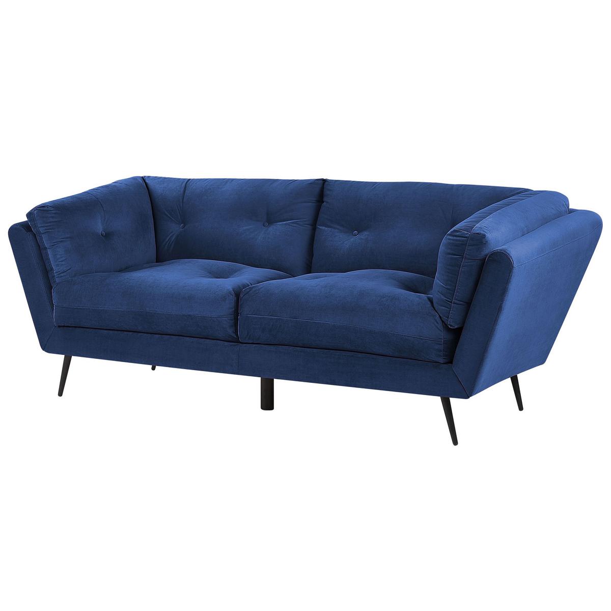 3-SITZER-SOFA Samtstoff Marineblau Lenvik - Hellblau, Textil (210/75/90cm) - Beliani