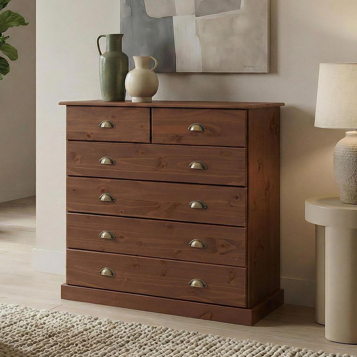 KOMMODE PARIS Kastanie - Kastanienfarben, Holz (91/95/39cm) - IDIMEX