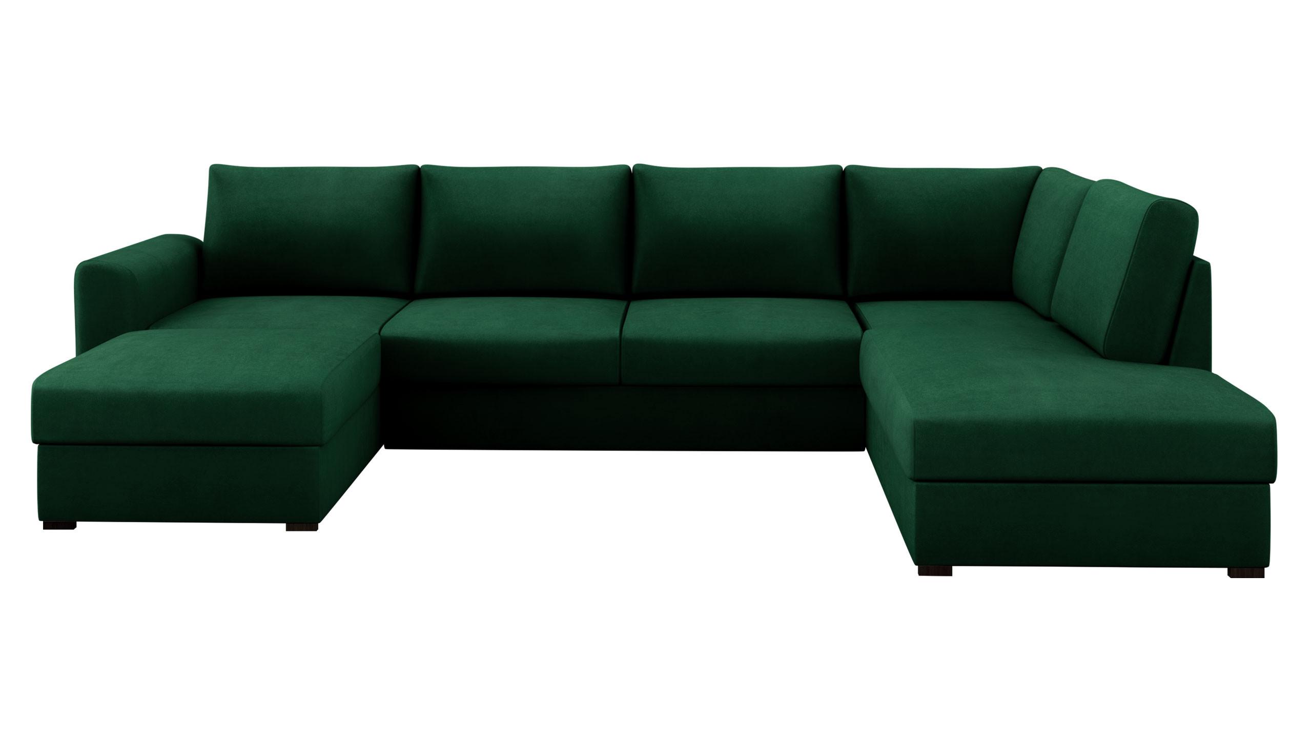 WOHNLANDSCHAFT Wilma Premium, Seite: Rechts - Smaragdgrün/Schwarz, Holz/Textil (305/85/188cm) - MIRJAN24