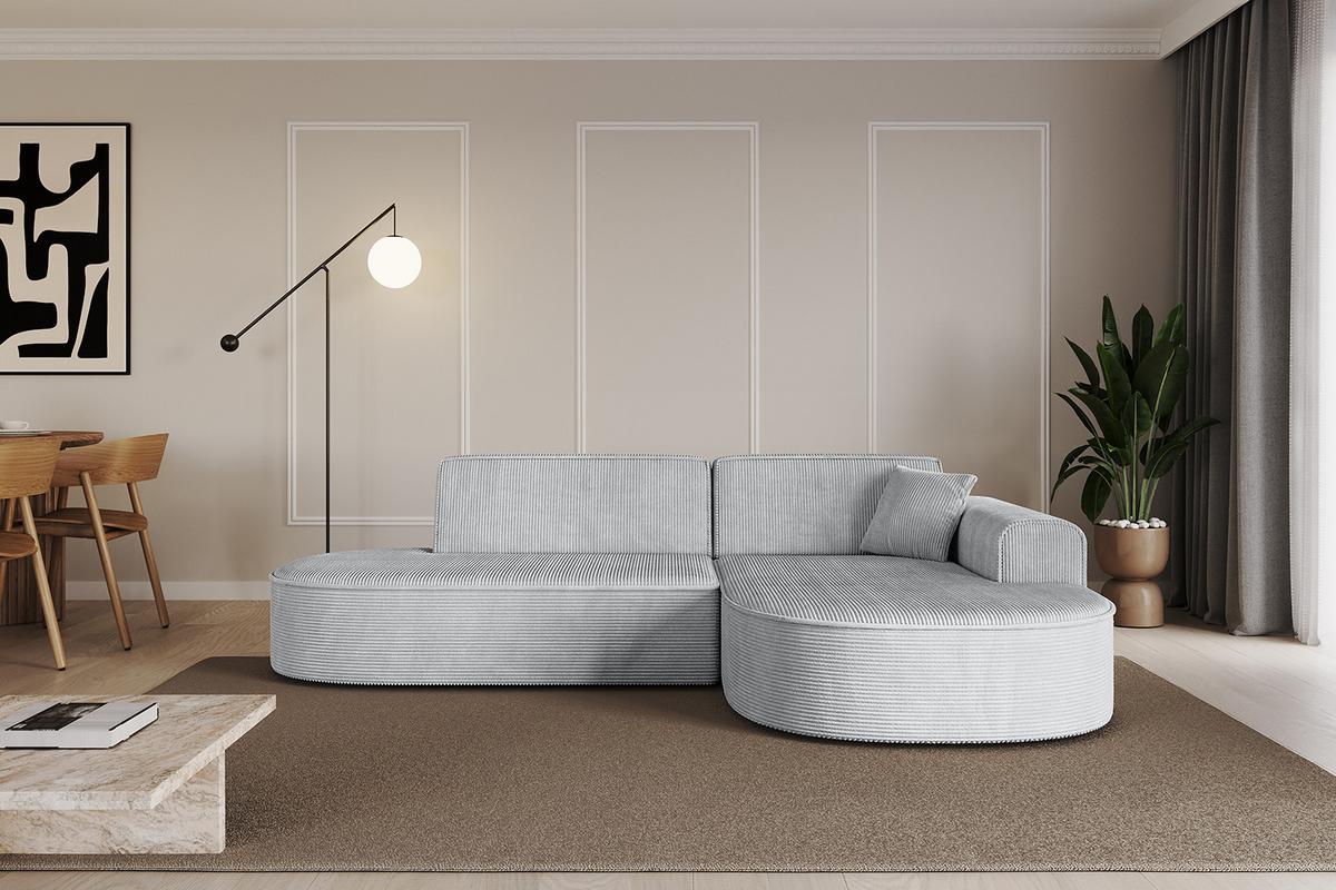 ECKSOFA Ottomane Rechts MARI-L1 - 243x171x79 cm Grau Cord - Schwarz/Grau, Holzwerkstoff/Kunststoff (234/163cm) - ALTDECOR