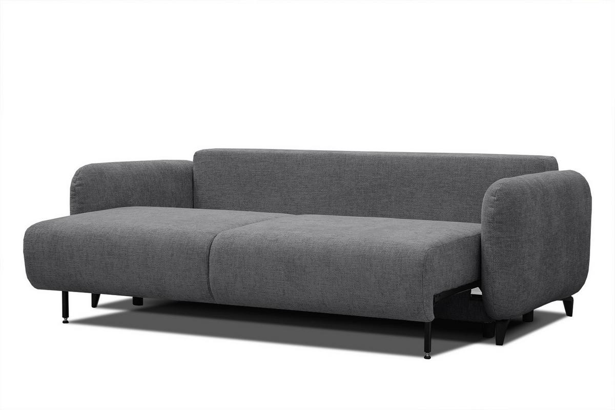 SOFA DRAKE 3-Sitzer mit Schlaffunktion, dunkelgrau - Dunkelgrau/Braun, Holz/Textil (232/90/107cm) - Wozimo