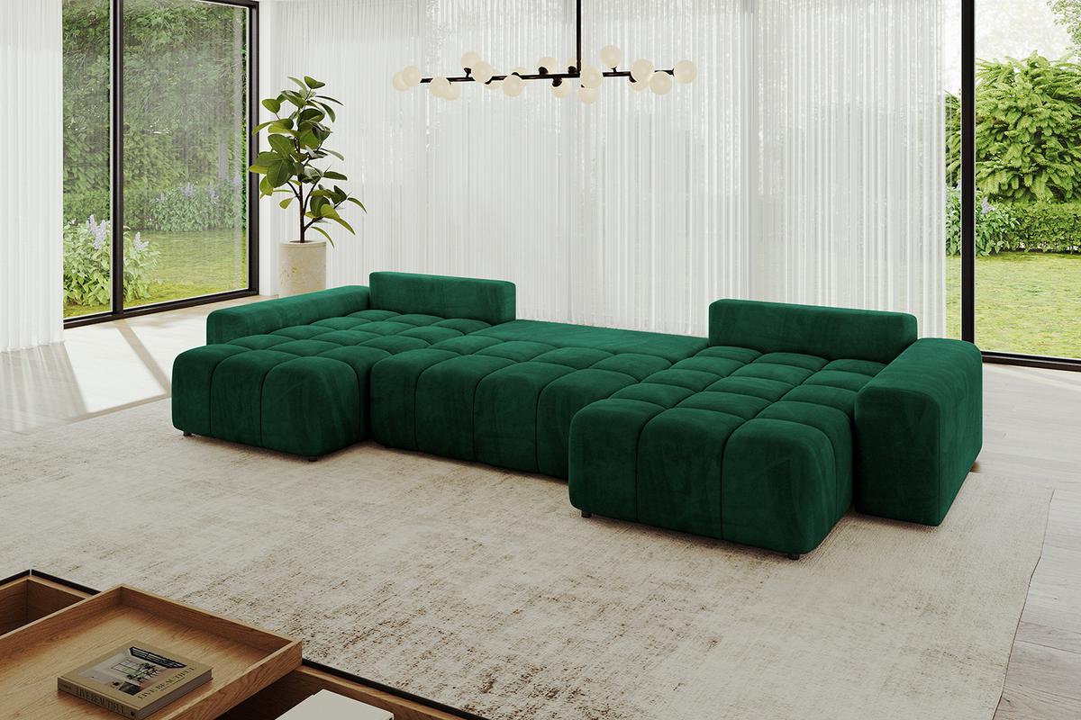 WOHNLANDSCHAFT ENIL-U 401x189x68 Dunkelgrün Velours - Dunkelgrün, Holzwerkstoff/Kunststoff (401/68/189cm) - ALTDECOR
