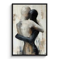 POSTER MIT RAHMEN Abstrakt - Liebe - Schwarz und weiß - Modern Bilderleiste 80x120 cm - Schwarz, Papier (80/120cm) - MuchoWow