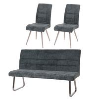ESSZIMMER-SET Blau 3er-Set - Blau, Textil (180/99/65cm) - MCW