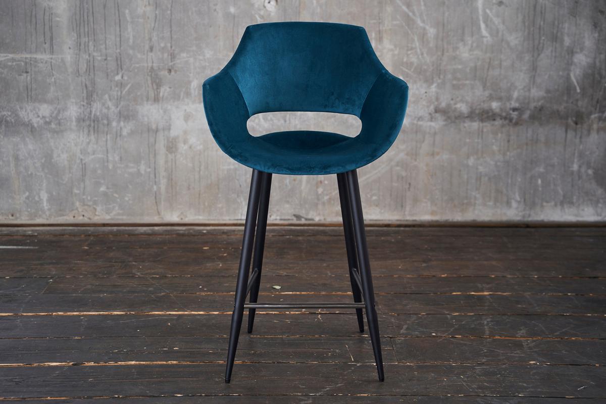 BARHOCKER ZAJA Blau Velvet - Blau, Textil (57/114/59cm) - KAWOLA