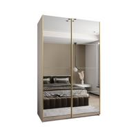 SCHWEBETÜRENSCHRANK 245,5/160/64 2-türig - Goldfarben/Weiß, Holz/Metall (160/245/64cm) - Abiks Möbel