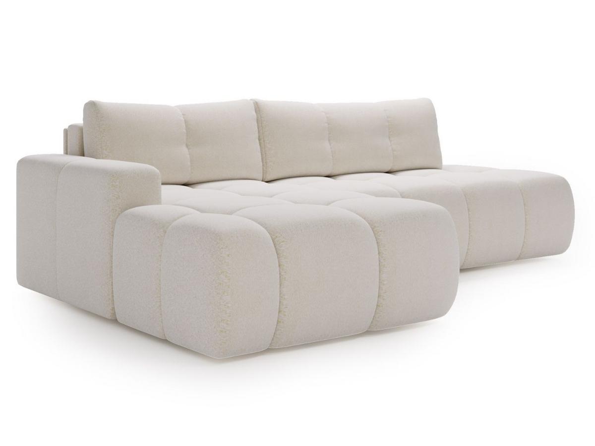 ECKSOFA Montero Bouclé-Stoff Weiß Rechts - Weiß, Holz/Textil (280/177cm) - Graingold